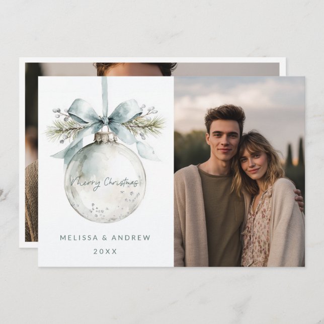 Minimal Merry Christmas Ornament Announcement (Front/Back)