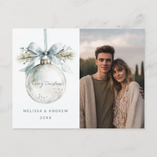 Minimal Merry Christmas Ornament Holiday Postcard