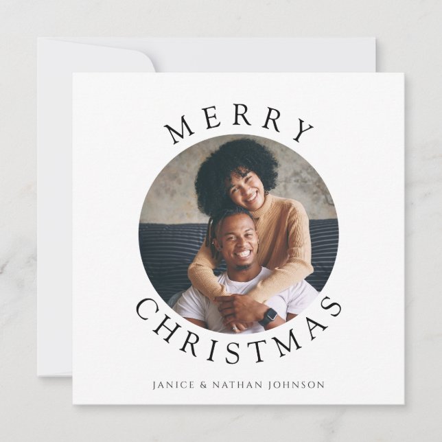 Minimal Merry Christmas Photo  Holiday Card (Front)