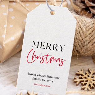 Minimal Merry Christmas Red And Black Gift Tags