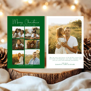 Minimal Merry Christmas Script Family 7 Photos Holiday Card