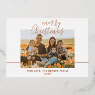 Minimal Merry Christmas Script Family Photo