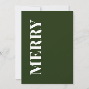 Minimal MERRY   Forest Green Holiday Greeting Card