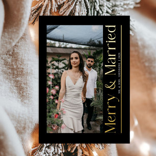 Minimal Merry & Married Christmas Photo Newlyweds