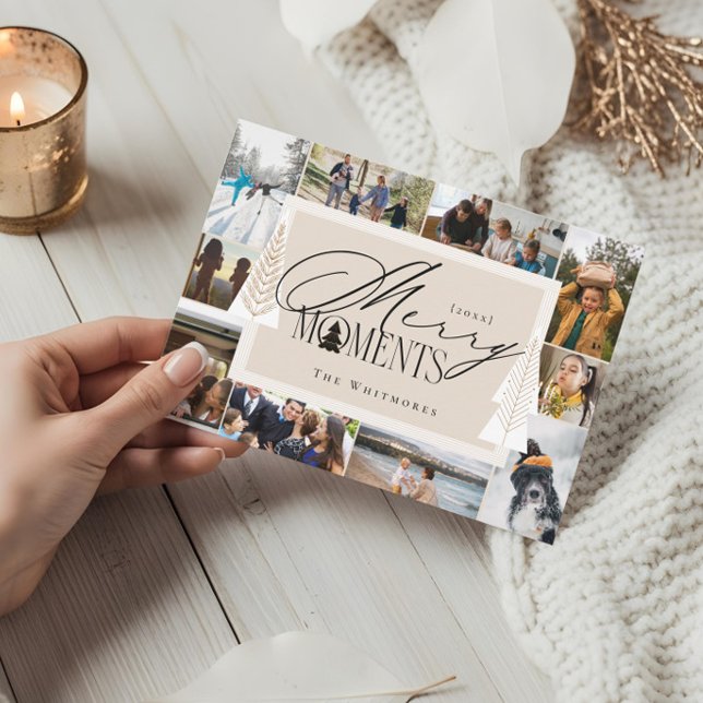 Minimal Merry Moments Year In Review Photo Collage Holiday Card (Minimal Merry Moments Year In Review Photo Collage Holiday Card)
