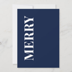 Minimal MERRY   Navy Blue Holiday Greeting Card