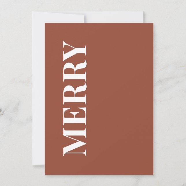 Minimal MERRY | Terracotta Holiday Greeting Card (Front)