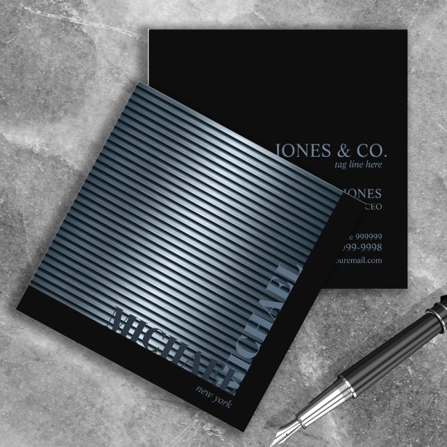 Minimal Metal Stripe Steel Blue ID792 Square Business Card (Creator Uploaded)