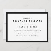 Minimal Mid Century Retro Black Couples Shower