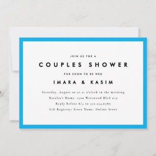 Minimal Mid Century Retro Cyan Couples Shower Invitation