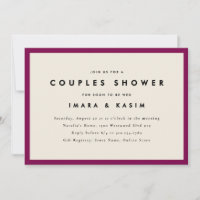 Minimal Mid Century Retro Plum Couples Shower