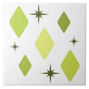 Minimal Mid Mod Diamonds Charteuse Tile