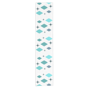 Minimal Mid Mod Diamonds Turquoise Short Table Runner