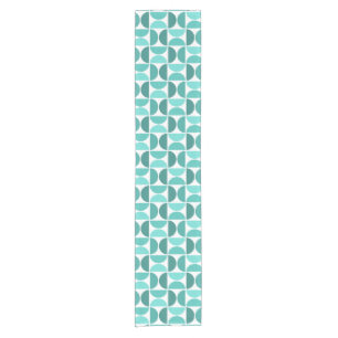 Minimal Midcentury Bowls Art Turquoise Short Table Runner