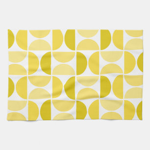 Minimal Midcentury Bowls Art Yellow Tea Towel