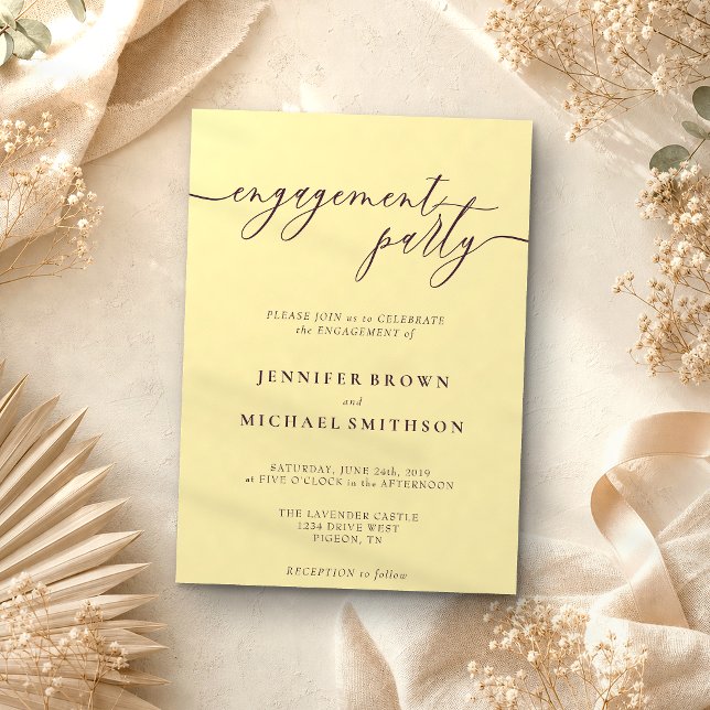 Minimal Midnight Fig Elegant Engagement Party Invitation (Creator Uploaded)