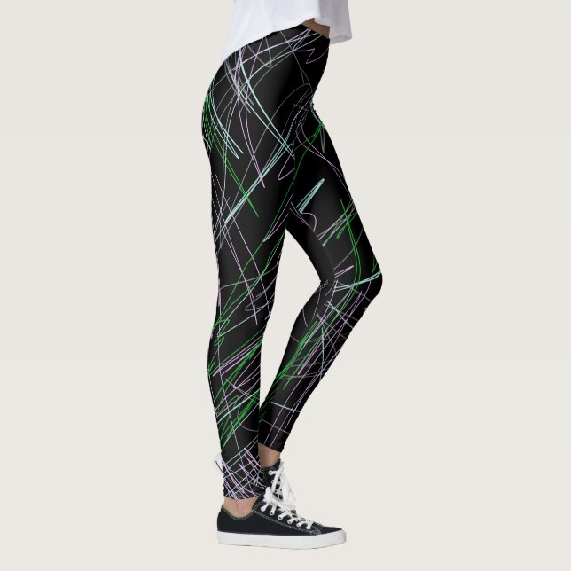 Minimal Minimalism Black Coral Abstract Leggings (Right)