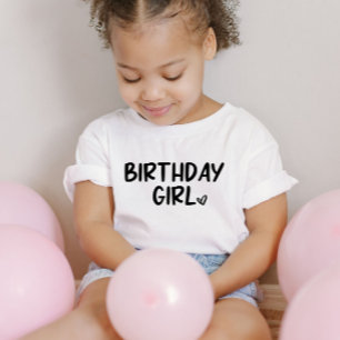 Minimal Minimalist Birthday Girl Black White Plain Toddler T-Shirt