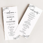Minimal Minimalist Black White Branch Leaf Wedding Programme<br><div class="desc">This is a Minimal Minimalist Black White Branch Leaf Wedding Program!</div>