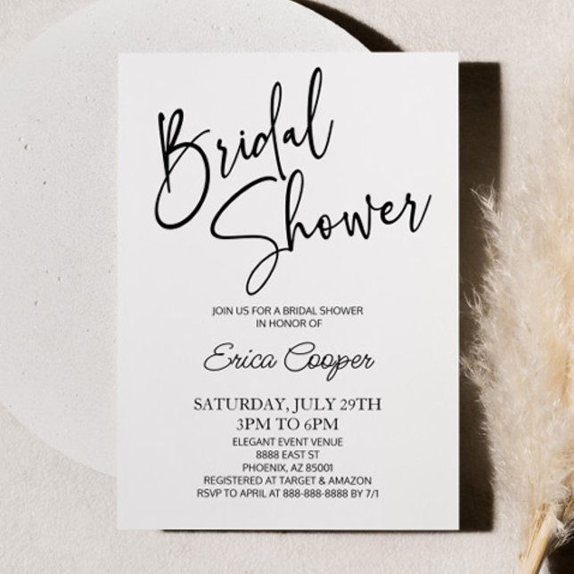 Minimal Minimalist Black White Bridal Shower Invitation (Creator Uploaded)