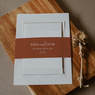 Minimal Minimalist Elegant Custom Names Wedding Invitation Belly Band