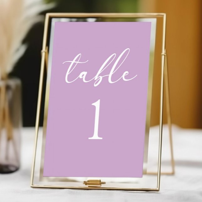 Minimal Minimalist Elegant Lilac Wedding Table Number (Creator Uploaded)