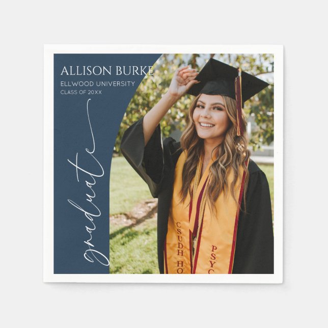 Minimal Minimalist Photo Arch Graduation Napkin (Front)