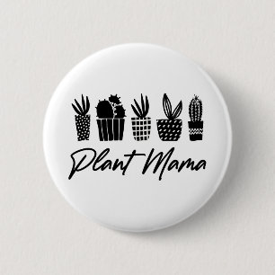Minimal Minimalist Plant Mama Mum Black White 6 Cm Round Badge