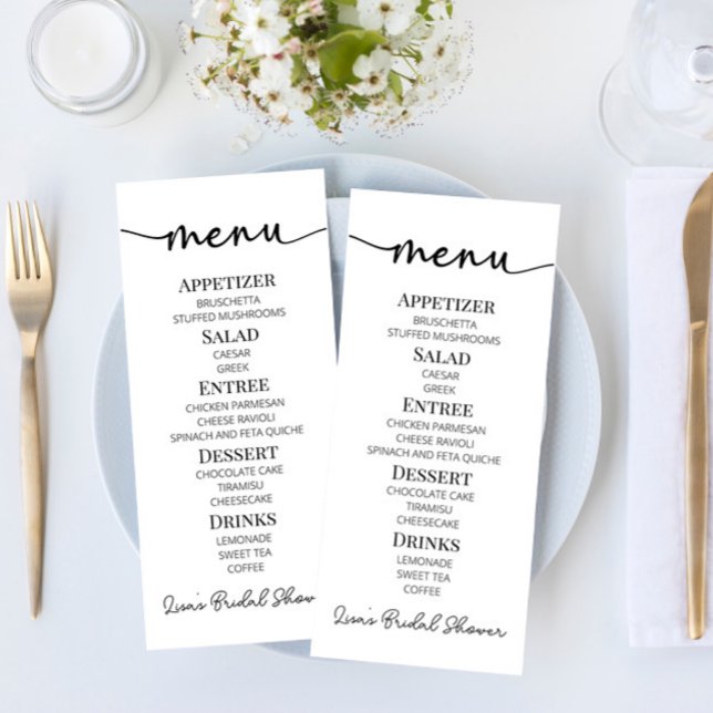 Minimal Minimalist Simple Basic Bridal Shower Food Menu (Creator Uploaded)