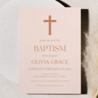 Minimal Minimalist Simple Brown Boho Baptism
