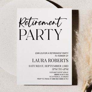 Minimal Minimalist Simple Elegant Retirement Party Invitation