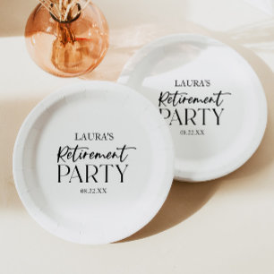 Minimal Minimalist Simple Elegant Retirement Party Paper Plate