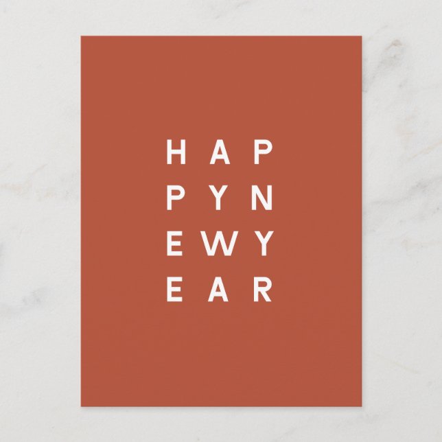 Minimal Mod Orange Typography Photo New Year Holiday Postcard (Front)