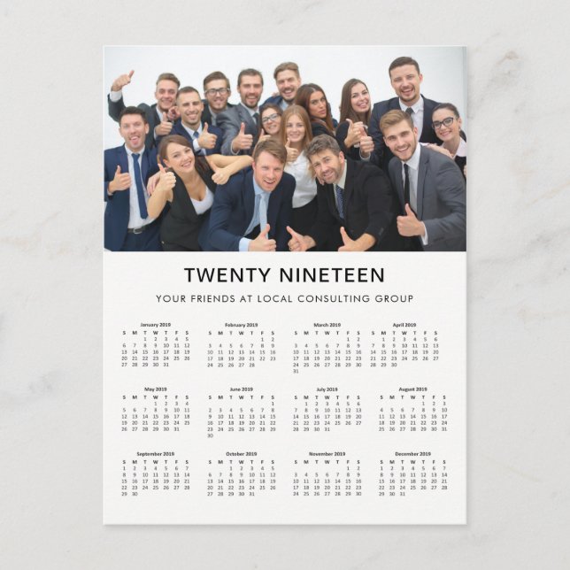 Minimal Modern | 2019 Company Photo Calendar Postcard (Front)