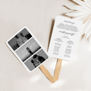 Minimal Modern 3 Photo Wedding Program Fans