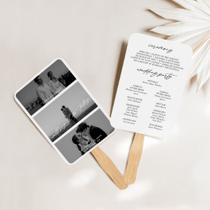 Minimal Modern 3 Photo Wedding Program Fans 