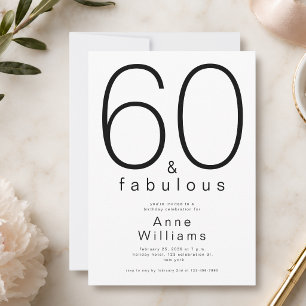 Minimal Modern 60 and fabulous 60th Birthday Party Invitation