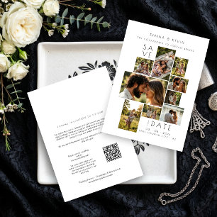 Minimal Modern 9 Photo Wedding Collage TLW26 Card