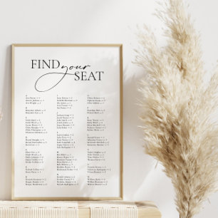 Minimal Modern Alphabetical Find Your Seat Wedding Poster