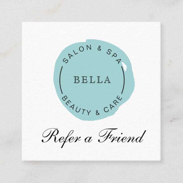 Minimal Modern Aqua Salon and Spa Referral Card (Front)