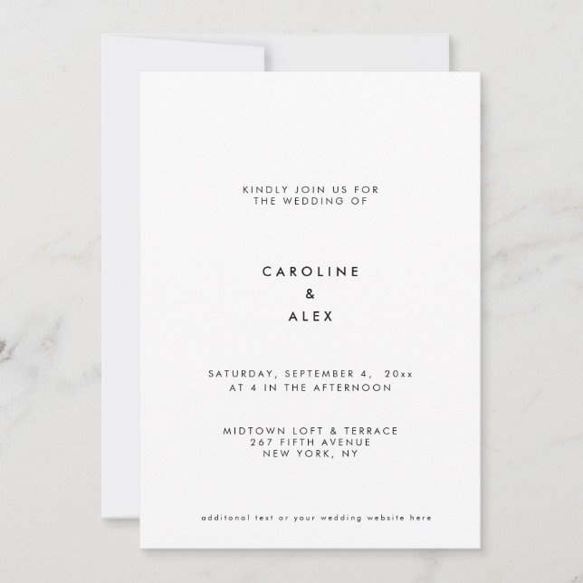 Minimal Modern Art Deco Typography Wedding Invitat Invitation (Front)