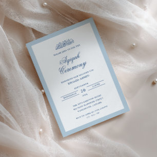 Minimal Modern Baby Boy Blue Frame Aqiqah Ceremony Invitation
