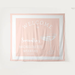 Minimal Modern Bachelorette Party pink cocktail Tapestry