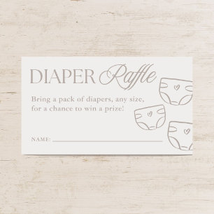 Minimal Modern Beige Baby Shower Diaper Raffle Enclosure Card
