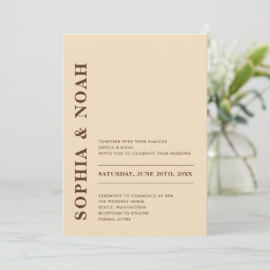Minimal Modern Beige Elegant Wedding Invitation