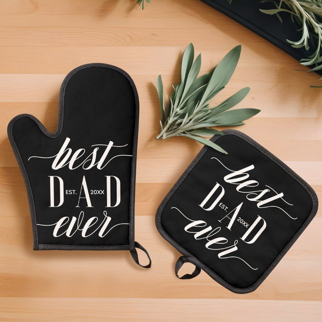 Minimal Modern Best Dad Ever Script Father's Day Oven Mitt & Pot Holder Set (Minimal Modern Best Dad Ever Script Father's Day Oven Mitt & Pot Holder Set
)