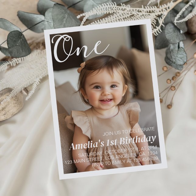 Minimal Modern Birthday Photo Invitation (Creator Uploaded)