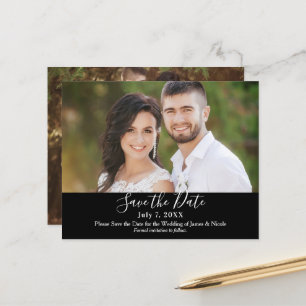 Minimal Modern Black Chic Photo Save the Date