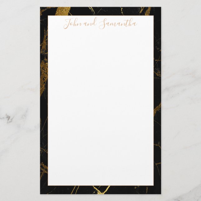 Minimal Modern Black Marble Wedding Stationery (Front)