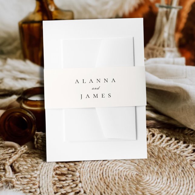 Minimal Modern Black Serif Wedding Invitation Invitation Belly Band (Creator Uploaded)